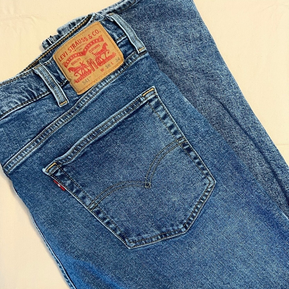 Levis 541 Mens Athletic Taper Jeans Blue Medium Wash Denim 38x34
